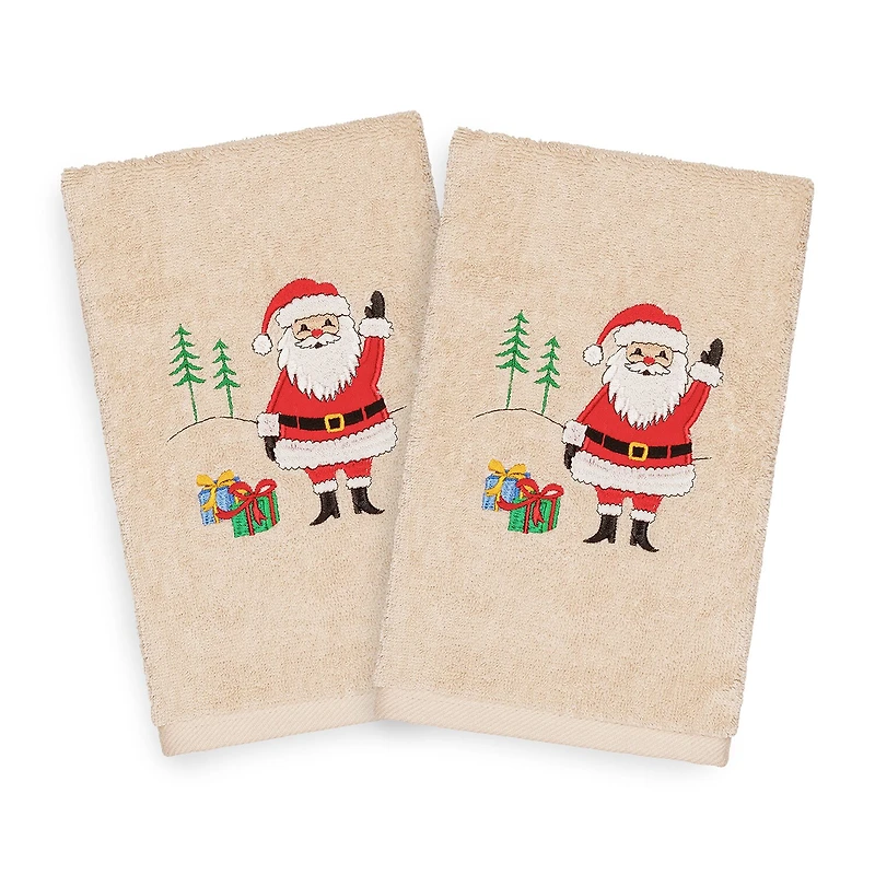 Linum Home Textiles Xmas Santa Waving 2-pc. Hand Towel