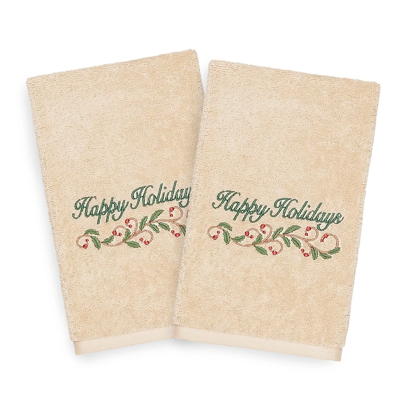 Linum Home Textiles Xmas Happy Holidays 2-pc. Hand Towel