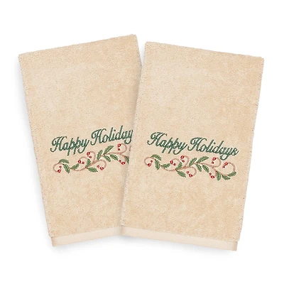 Linum Home Textiles Xmas Happy Holidays 2-pc. Hand Towel