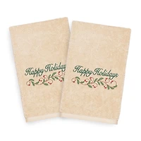 Linum Home Textiles Xmas Happy Holidays 2-pc. Hand Towel