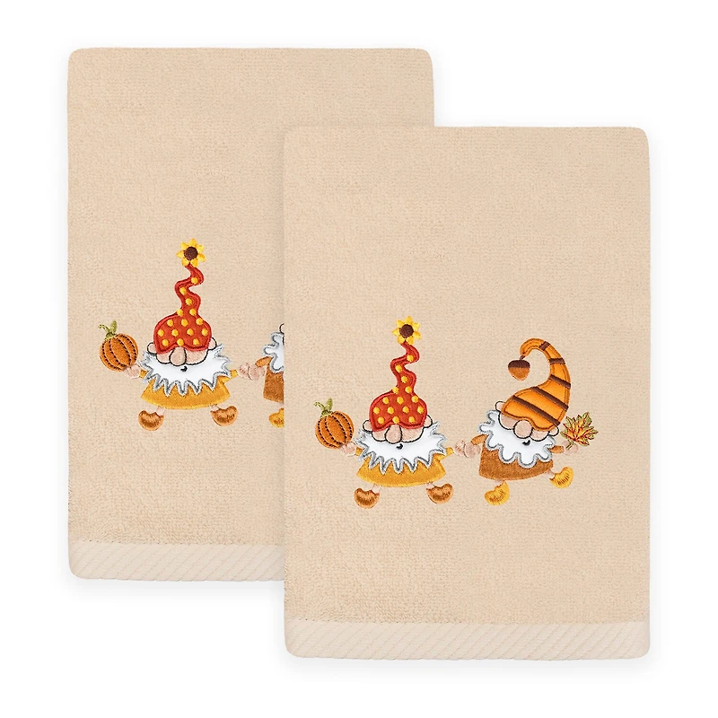 Linum Home Textiles Autumn Gnomes Embroidered 2-pc. Hand Towel