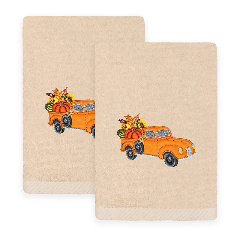 Linum Home Textiles Autumn Truck Embroidered 2-pc. Hand Towel