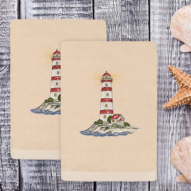 Linum Home Textiles Summer Lighthouse Embroidered 2-pc. Hand Towel