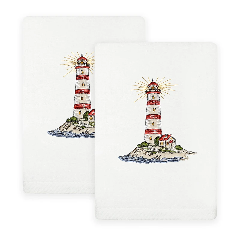 Linum Home Textiles Summer Lighthouse Embroidered 2-pc. Hand Towel
