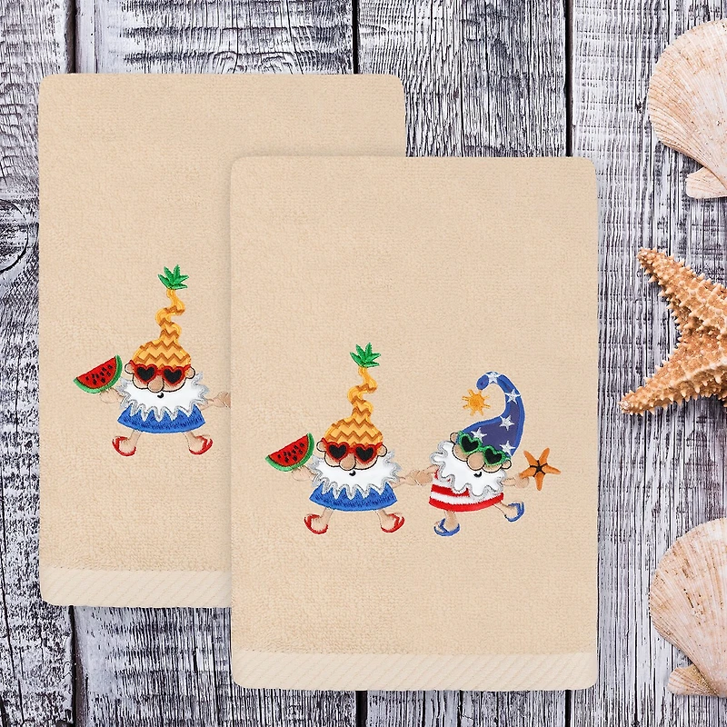 Linum Home Textiles Summer Gnomes Embroidered 2-pc. Hand Towel
