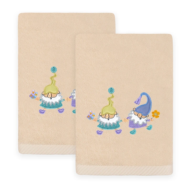 Linum Home Textiles Spring Gnomes Embroidered 2-pc. Hand Towel