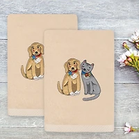 Linum Home Textiles Spring Dog  Cat Embroidered 2-pc. Hand Towel