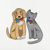 Linum Home Textiles Spring Dog  Cat Embroidered 2-pc. Hand Towel