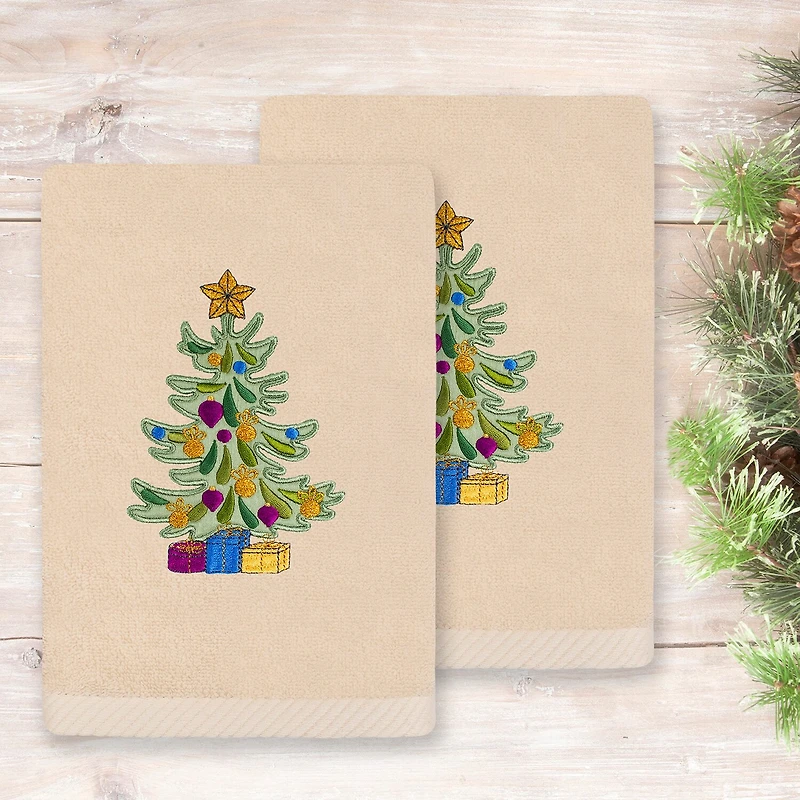 Linum Home Textiles Christmas Presents Embroidered 2-pc. Hand Towel
