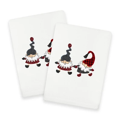 Linum Home Textiles Christmas Gnomes Embroidered 2-pc. Hand Towel