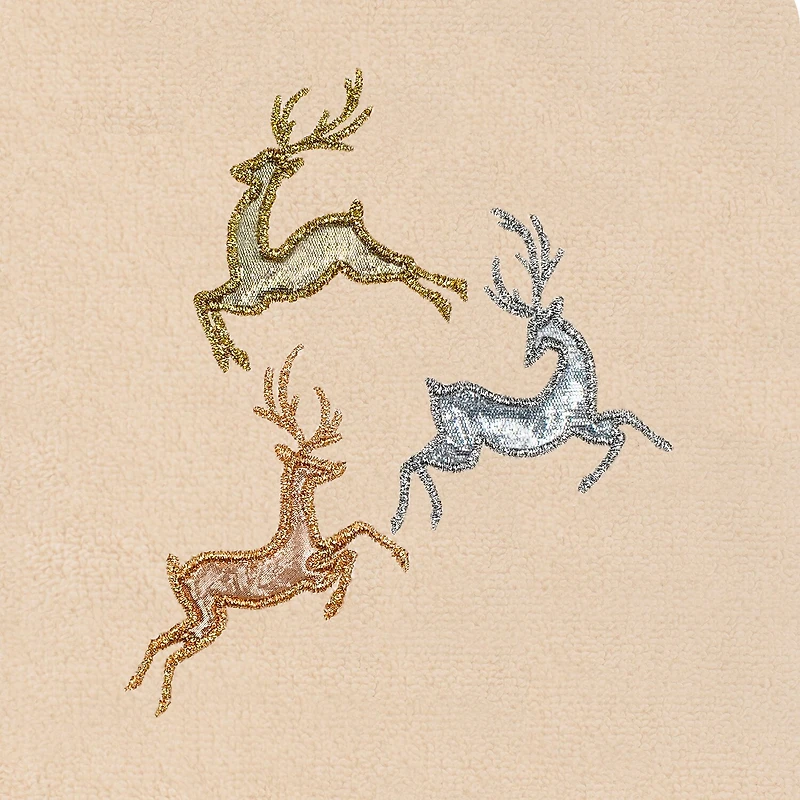 Linum Home Textiles Xmas Leaping Deer Embroidered 2-pc. Hand Towel