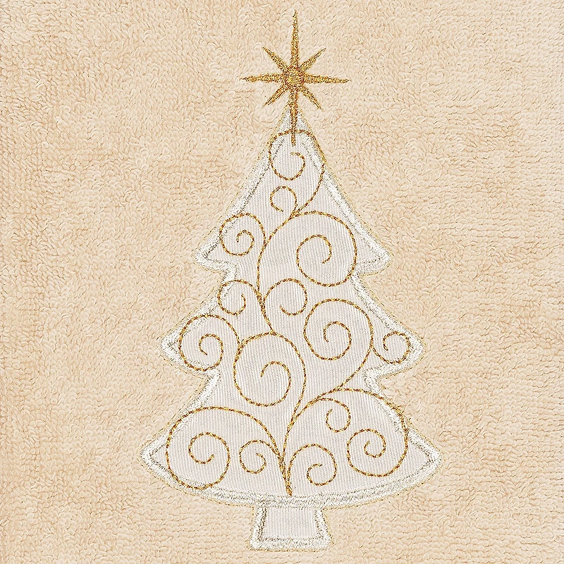 Linum Home Textiles Xmas Scroll Tree Embroidered 2-pc. Hand Towel