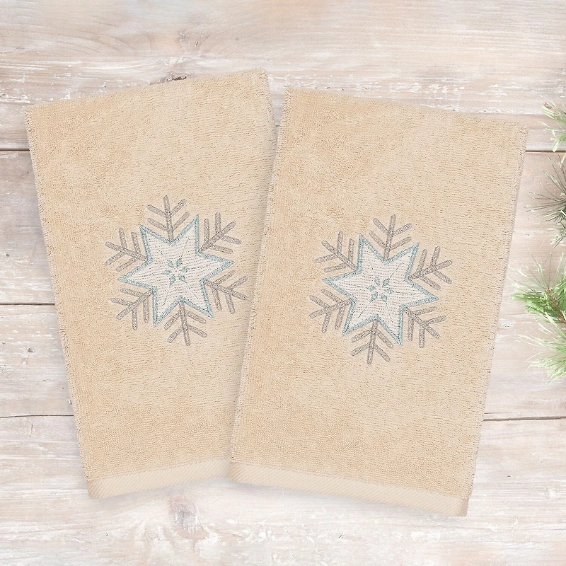 Linum Home Textiles Christmas Crystal Embroidered 2-pc. Hand Towel
