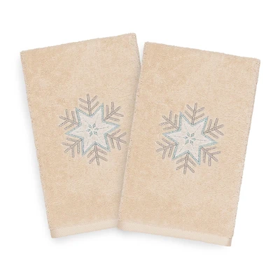 Linum Home Textiles Christmas Crystal Embroidered 2-pc. Hand Towel