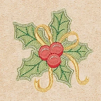 Linum Home Textiles Xmas Holly Bunch Embroidered 2-pc. Hand Towel