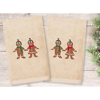 Linum Home Textiles Xmas Gingerbread Embroidered 2-pc. Hand Towel