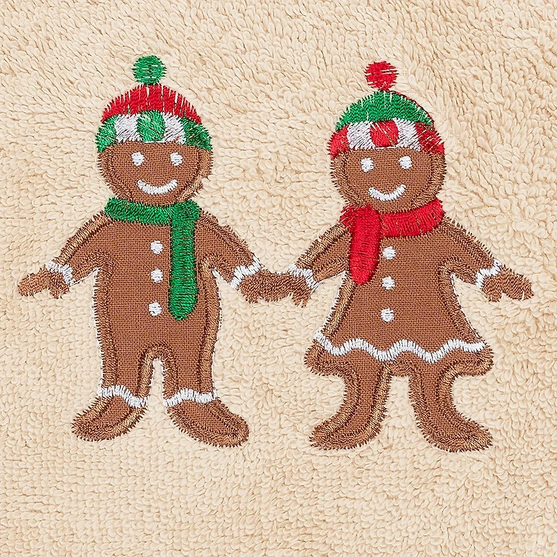 Linum Home Textiles Xmas Gingerbread Embroidered 2-pc. Hand Towel