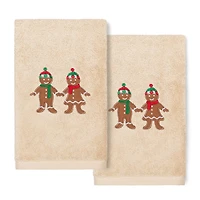 Linum Home Textiles Xmas Gingerbread Embroidered 2-pc. Hand Towel
