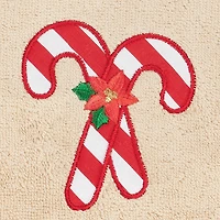 Linum Home Textiles Xmas Candy Canes Embroidered 2-pc. Hand Towel