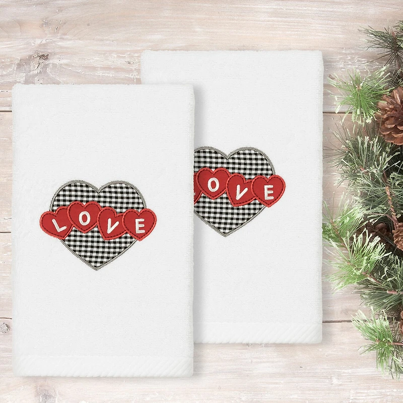 Linum Home Textiles Love Hearts Embroidered 2-pc. Hand Towel