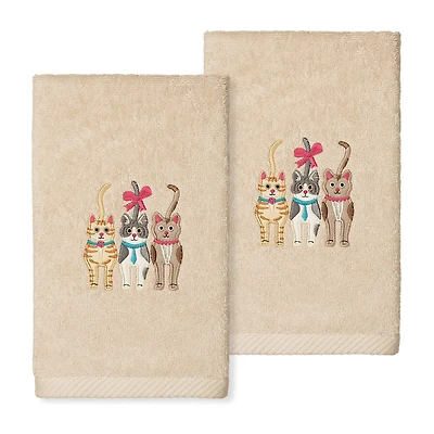Linum Home Textiles Cats Embroidered 2-pc. Hand Towel