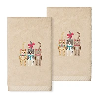 Linum Home Textiles Cats Embroidered 2-pc. Hand Towel