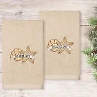 Linum Home Textiles Beach Life Embroidered 2-pc. Hand Towel