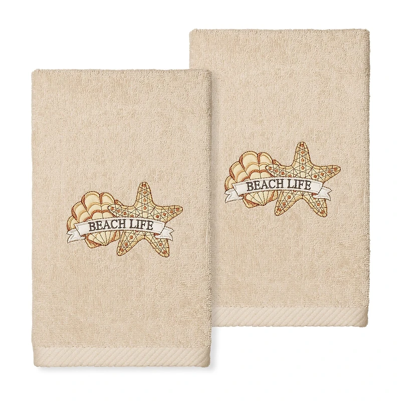 Linum Home Textiles Beach Life Embroidered 2-pc. Hand Towel