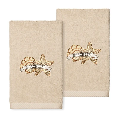 Linum Home Textiles Beach Life Embroidered 2-pc. Hand Towel