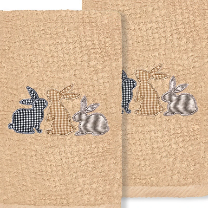 Linum Home Textiles Bunny Row Embroidered 2-pc. Hand Towel