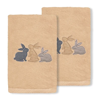 Linum Home Textiles Bunny Row Embroidered 2-pc. Hand Towel