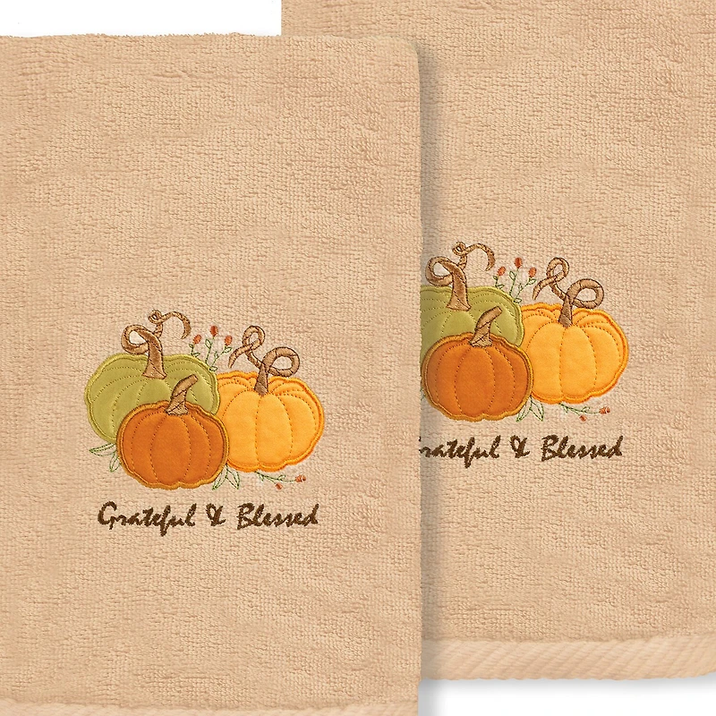 Linum Home Textiles Grateful Blessed Embroidered 2-pc. Hand Towel