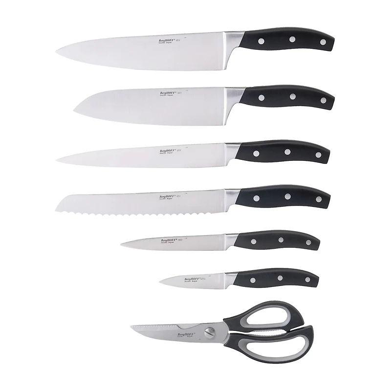 BergHOFF Essentials Forged Stainless Steel 9pc. Knife Block Set with Sharpener
