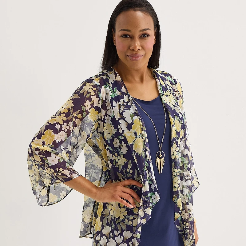 Studio 1 Womens Floral Jacket Dress With Removable Necklace