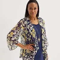 Studio 1 Womens Floral Jacket Dress With Removable Necklace