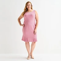 Maya Brooke Womens Plus Pearl Trim Jacket Dress
