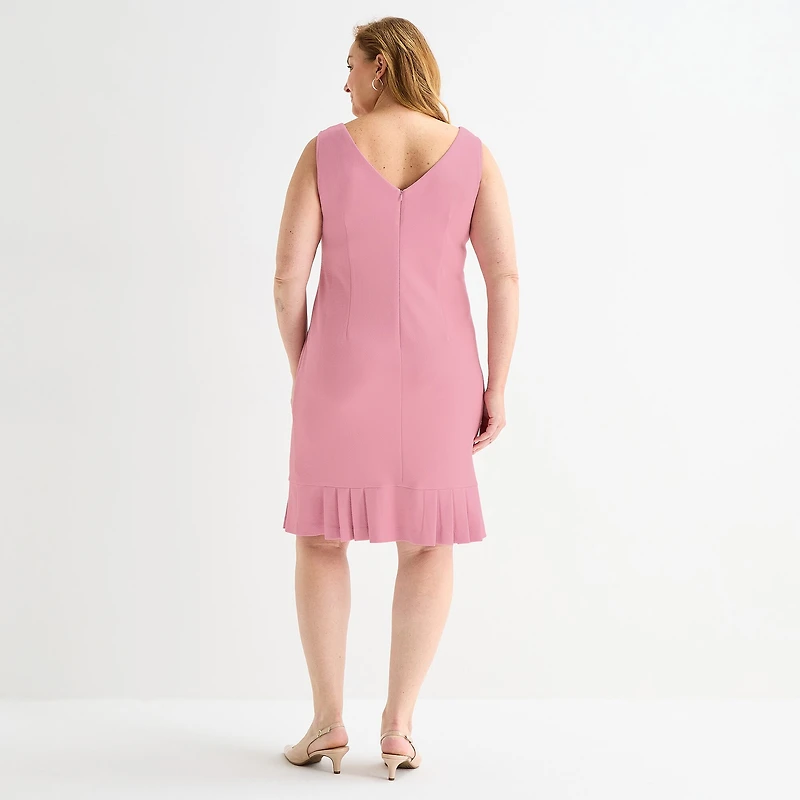 Maya Brooke Womens Plus Pearl Trim Jacket Dress