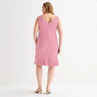 Maya Brooke Womens Plus Pearl Trim Jacket Dress