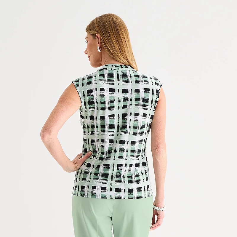 Black Label by Evan-Picone Womens Square Neck Sleeveless Blouse