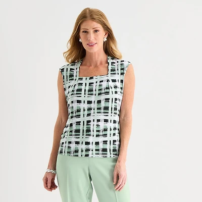 Black Label by Evan-Picone Womens Square Neck Sleeveless Blouse