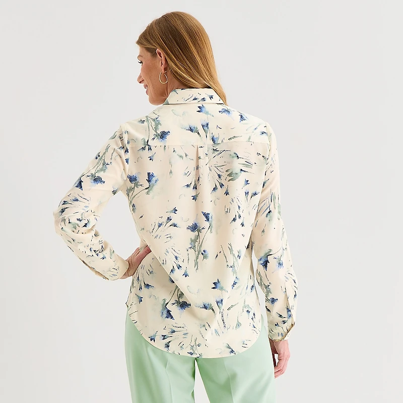 Black Label by Evan-Picone Womens Long Sleeve Blouse