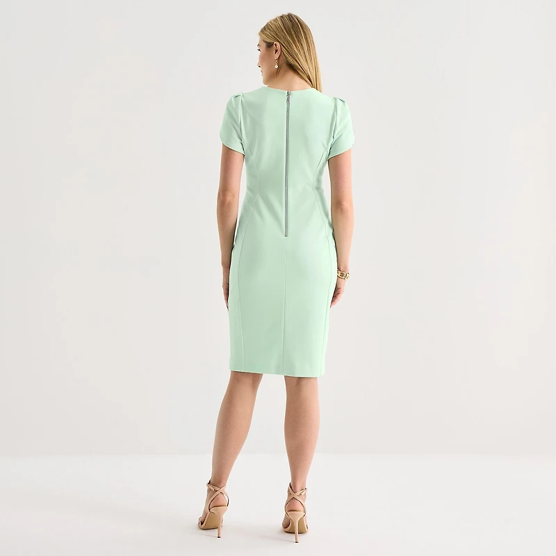 Marc New York Womens Square Neck Short Sleeve Sheath Dress