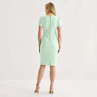 Marc New York Womens Square Neck Short Sleeve Sheath Dress