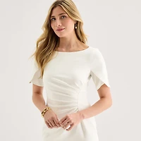 Marc New York Womens Round Neck Short Sleeve Sheath Dress