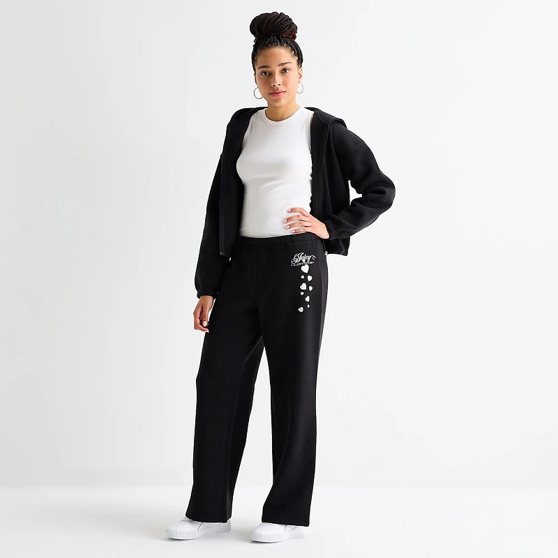 Juicy By Juicy Couture Womens Juniors Flare Mid Rise Fleece Sweatpant