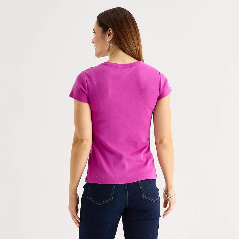 Liz Claiborne Womens Crew Neck Short Sleeve T-Shirt