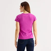 Liz Claiborne Womens Crew Neck Short Sleeve T-Shirt