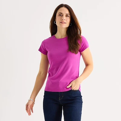 Liz Claiborne Womens Crew Neck Short Sleeve T-Shirt