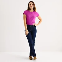 Liz Claiborne Womens Crew Neck Short Sleeve T-Shirt