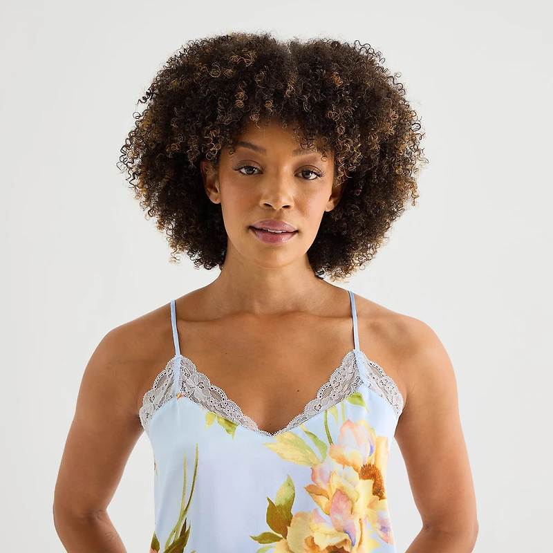 Ambrielle Womens Satin V-Neck Sleeveless 2-pc. Cami Pajama Set